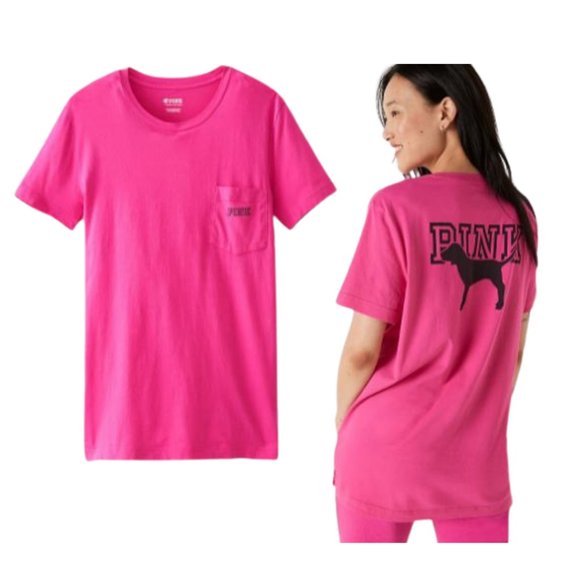 PINK Victoria's Secret Tops - PINK Victoria's Secret Fuchsia Pink T-shirt, XL